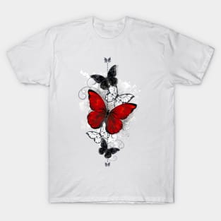 Red and Black Butterflies T-Shirt